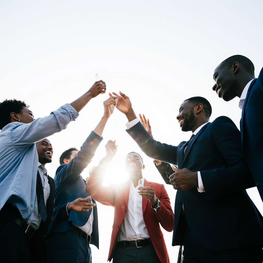 Group of South African entrepreneurs celebrating a business milestone
