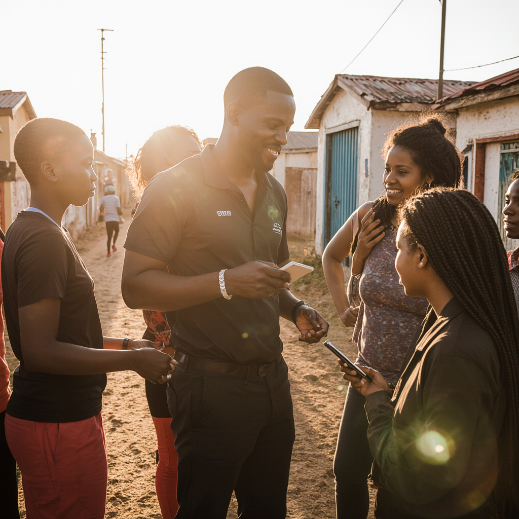 Sabelo Mandubu mentoring young entrepreneurs in a South African township