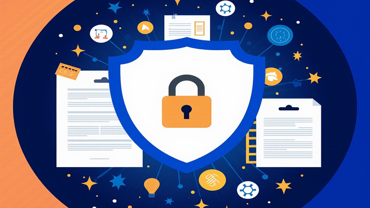 Secure digital shield representing data protection