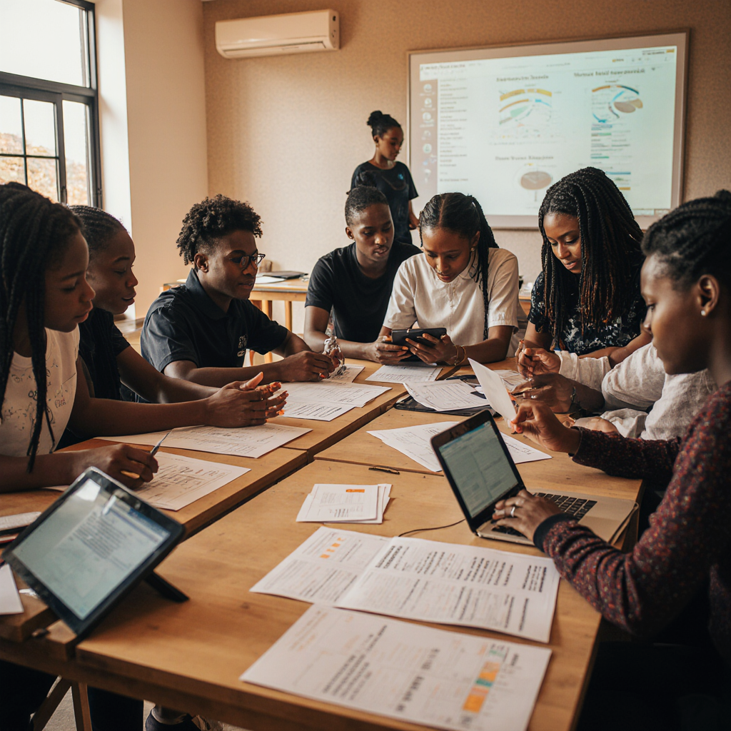 South African learners participating in an entrepreneurship workshop